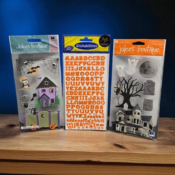 Halloween Stickers: Jolee's Lock And Key, Haunted House, Orange Alphabet Numbers - Picture 1 of 9